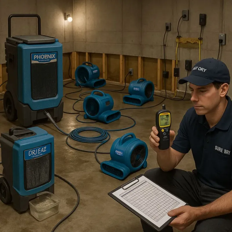 Structural Drying and Dehumidification process in Sutherlin, OR